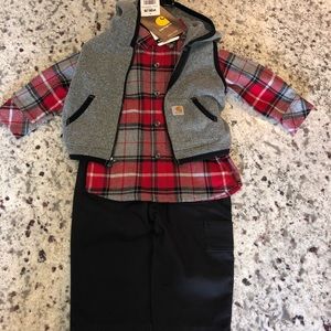Carhartt 3 piece set. Plaid shirt - vest - pants